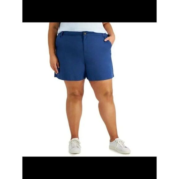Style & Co Plus Size Flutter Shorts, Deep Harbor, 18W - Picture 1 of 9